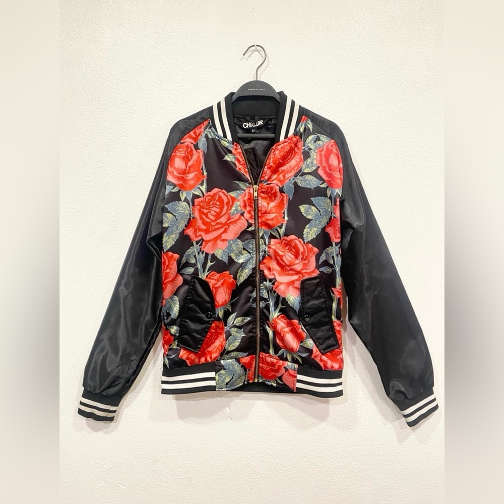 chrldr — satin floral bomber
